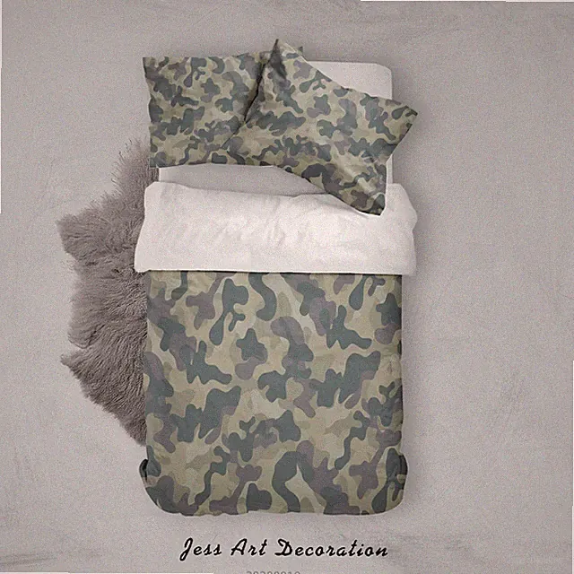 3D Camouflage Texture Pattern Quilt Cover Set Bedding Sets Pillowcases Queen