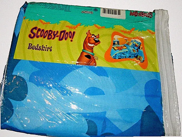 3K NWT Vintage SCOOBY DOO Camouflage Blue Camo TWIN/Single BED SKIRT Dust Ruffle