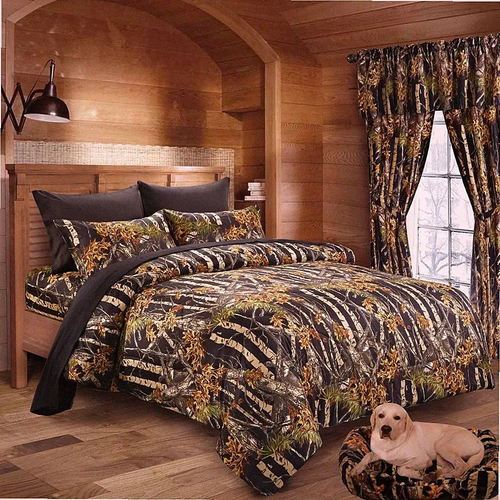 7 pc BLACK CAMO FULL SIZE SET!! COMFORTER SHEET CAMOUFLAGE BEDDING