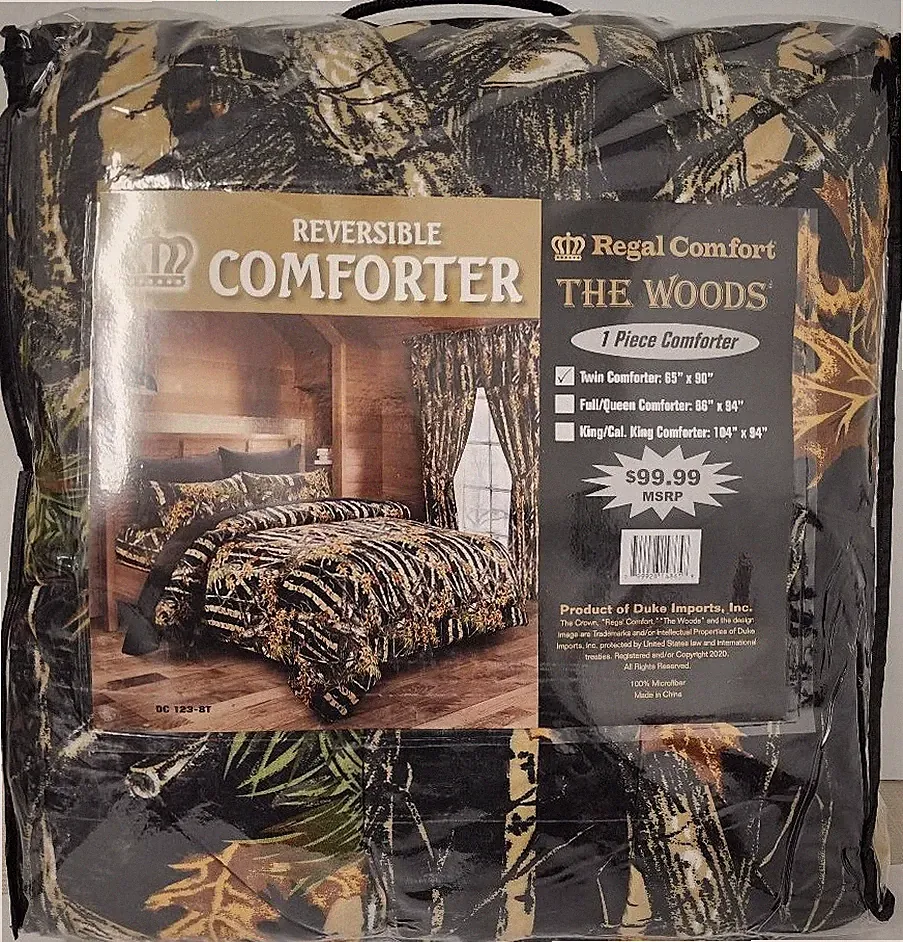 BLACK CAMO CAMOUFLAGE REVERSIBLE COMFORTER TWIN SIZE 66x86 in (167.64x218.44cm)