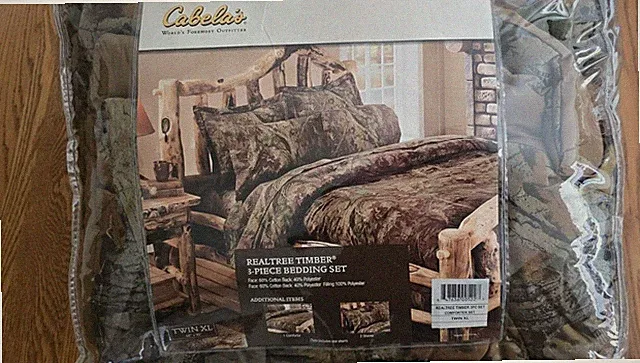 CABELA'S Realtree Timber 3 piece Twin XL Comforter and Sham Set Camouflage Camo