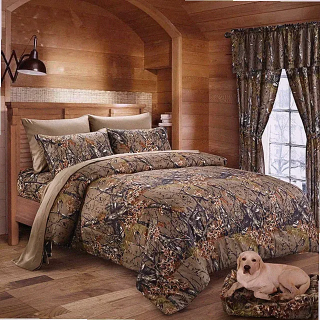 CAL KING 1 PC BROWN CAMO COMFORTER!! NATURAL FOREST CAMOUFLAGE WESTERN 104"x 94"
