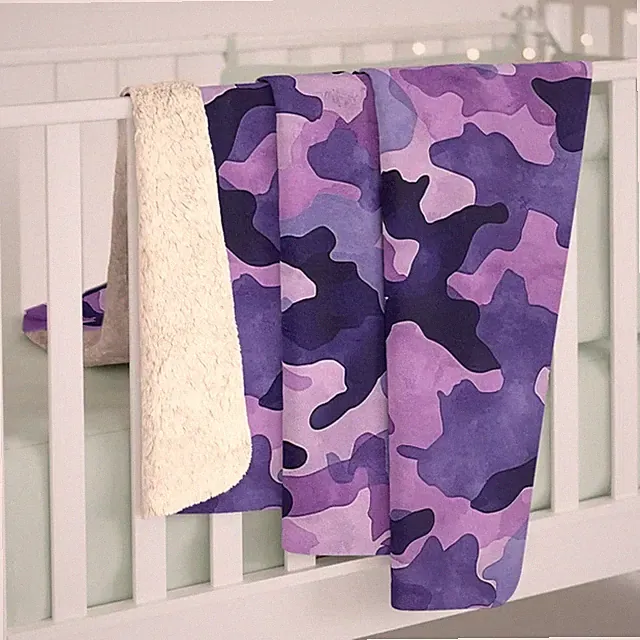 Camouflage Sherpa Fleece Blanket Camo Outdoor Cozy Throw