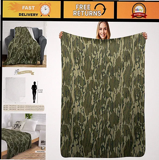 Cozy Camouflage Throw Blanket - Soft Fleece Flannel for Home, Travel, Camping 60