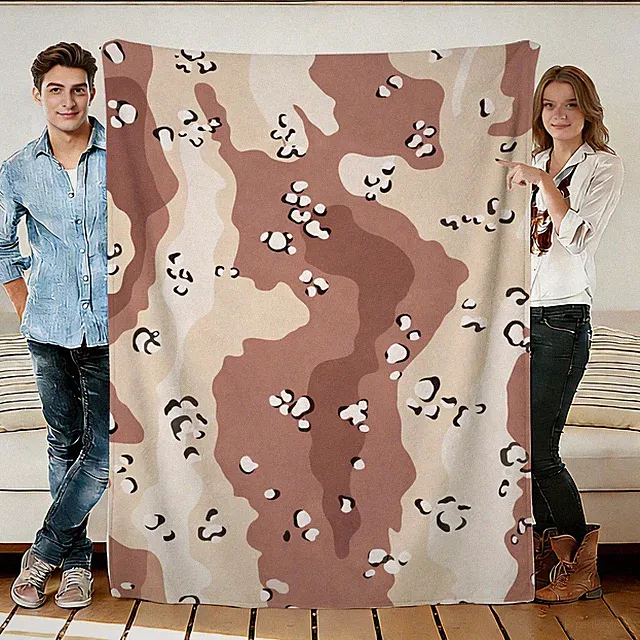Desert Camouflage Flannel Blanket Soft Cozy Tapestry Napping Travel Use