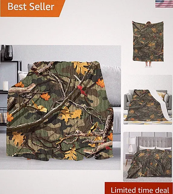Exclusive Lined Camo Blanket 60''x50'' - Ideal for Gifts & Home Comfort