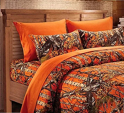 KING ORANGE CAMO! 6 PC THE WOODS Premium Microfiber CAMO Sheets Pillowcases