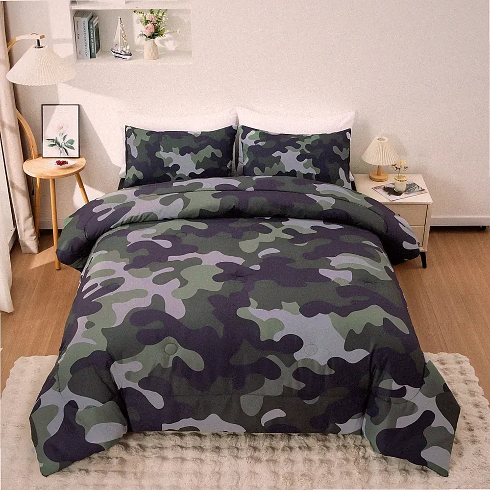 Meeting Story Camouflage Bedding Set, Colorful Pattern Style Comforter Set, 3 PC