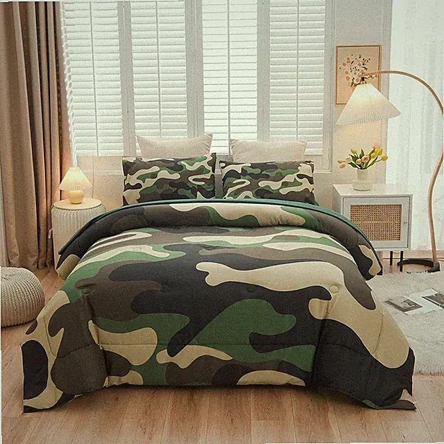 Meeting Story Camouflage Bedding Set, Colorful Pattern Style Comforter Set, 5...