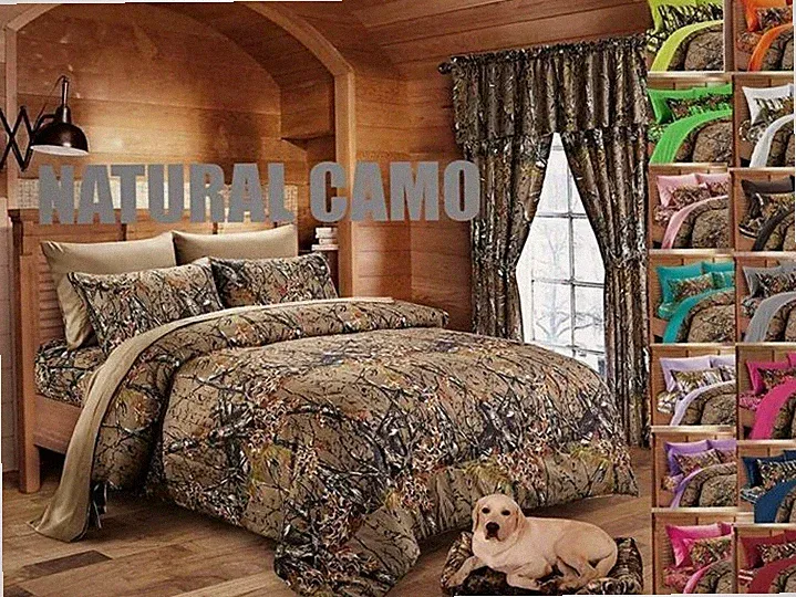 NATURAL BROWN CAMO 6 pc FULL SIZE SHEETS AND PILLOWCASES SET CAMOUFLAGE WOODS
