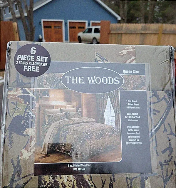 NATURAL BROWN CAMO 6 pc QUEEN SIZE SHEETS AND PILLOWCASES SET CAMOUFLAGE WOODS