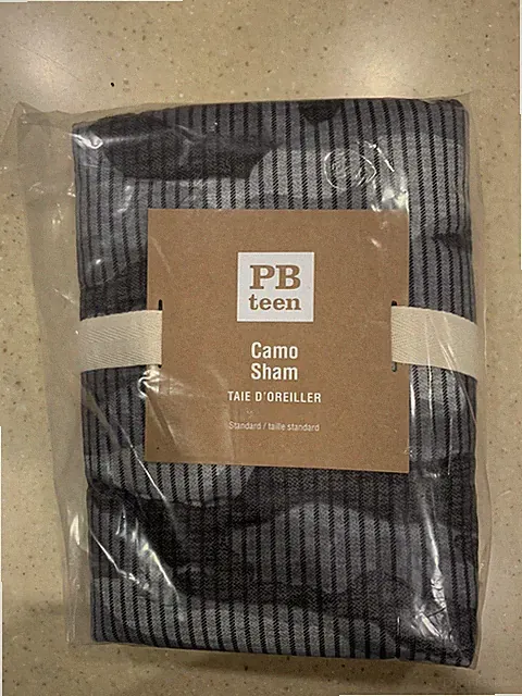 New POTTERY BARN TEEN QUILTED CAMO SHAM STANDARD Gray Camouflage NWT