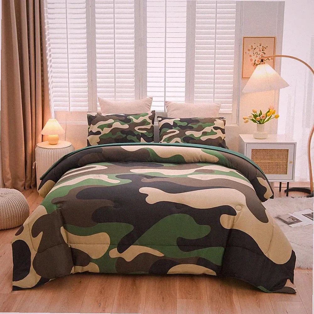 Playful Camouflage Twin Bedding Set, Comforter and Pillow Shams Included