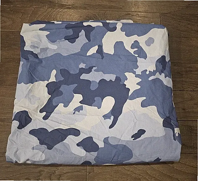 Pottery Barn PB Teen Blue Camo Camouflage Full Queen Duvet Cover Cotton