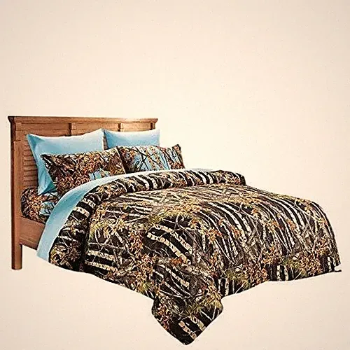 QUEEN SIZE BLACK CAMO 1 PC COMFORTER BED SPREAD ONLY CAMOUFLAGE BLANKET WOODS