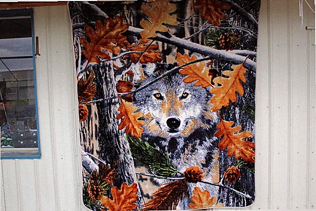 WOLF WOLVES CAMOUFLAGE HUNTSMAN HUNT HUNTER HUNTING QUEEN SIZE BLANKET BEDSPREAD