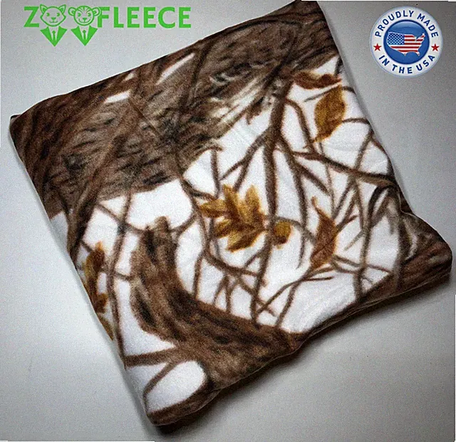 ZooFleece Blanket Brown Trees Snow White Camouflage Hunting 60X60" Throw