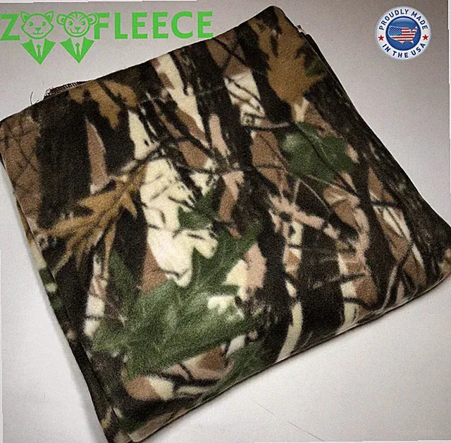 ZooFleece Green Tree Camouflage Camo Hunting 60X60" Linen Blanket Throw Quilt